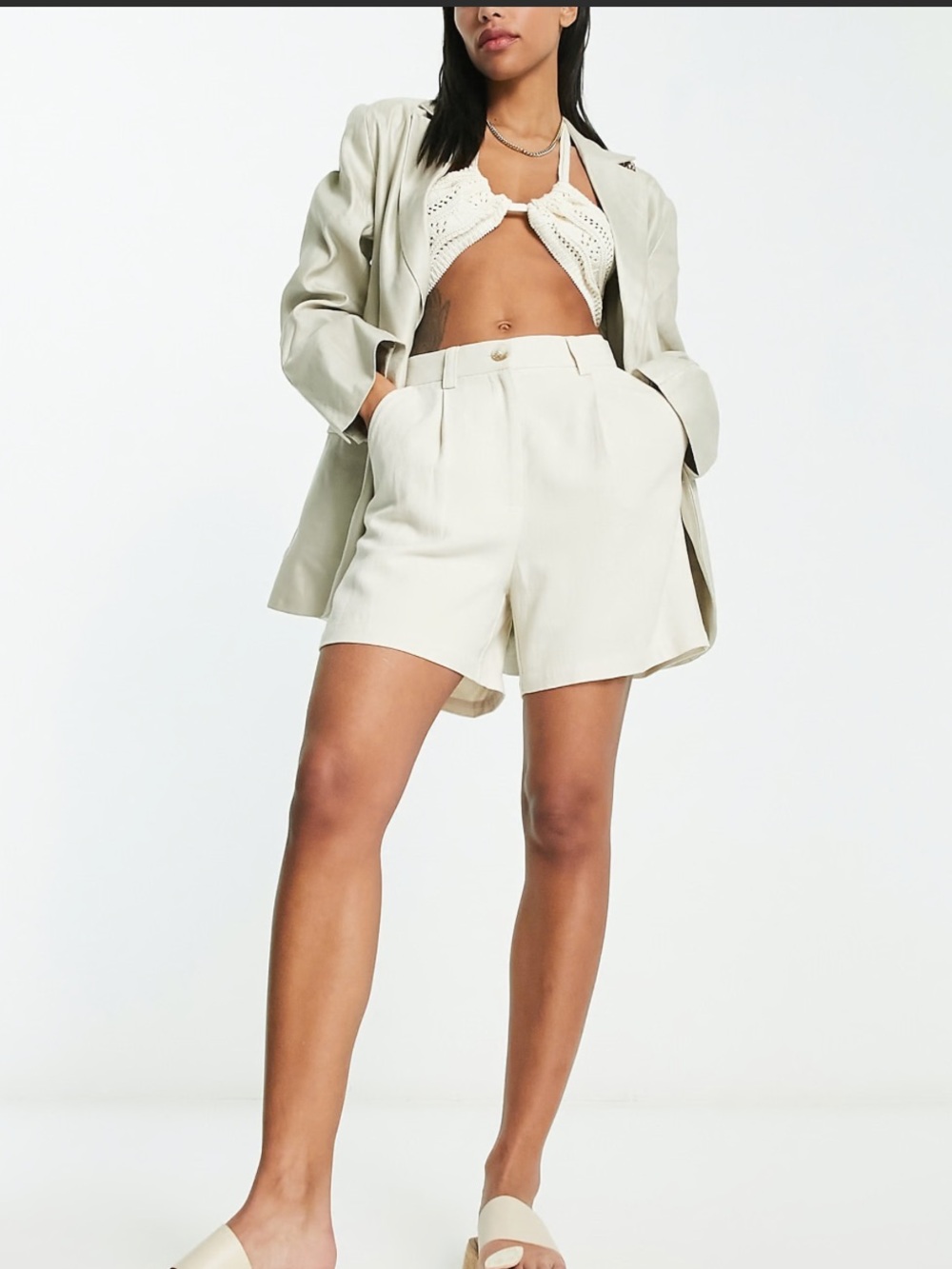 ASOS DESIGN shorts linen blend in white